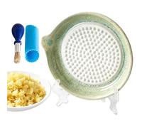 Générique Garlic Grater Plate with Brush, Manual Ceramic Kitchen Tool