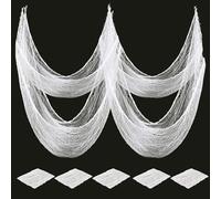 Générique Gaze Effrayante d'halloween, Tissu Décoratif 8 Couleurs, 183 cm, pour Maison Hantée, Fête d'halloween, Draperies d'Entrée, Gaze pour Fenêtres, DéCoration ExtéRieure de Porte (Blanc)