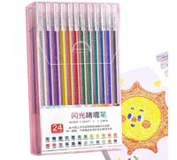 Générique Gel Glitter Pens - ABS, 16cm, Vibrant Coloured Writing Set, Stable Ink | Artist Drawing Tools, Leak Resistant, Smooth Flow, Portable Design For Sketching, Painting, Writing, Kids