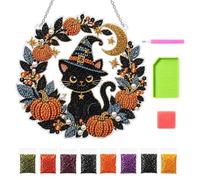 Générique Gem Painting Halloween - Cat Ghost Paint Acrylic Sparkling Decor