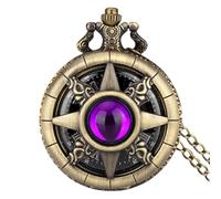 Générique Gemstone Pocket Watch, Roman Numerals Scale Pockets Watches with Chain, 2.32x1.8 inch Compact & Portable, Steampunk Vintage Timepiece, Classic Gift for Men, Christmas and Collector