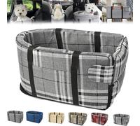 Générique Gentle Paws Car Seat Cat Carrier, Gentle Paws Pet Car Seat, Car Seat for Cats, Center Console Dog&Cat Car Seat, Cat Car Carrier for Long Ride (Cloth Check Grey)