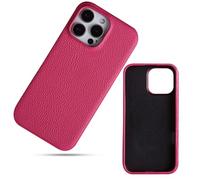 Générique Genuine Leather Slim Protective Phone Case for iphone 12 Pro Max, Premium Litchi Grain Cowhide Cover Soft Microfiber Lining, Magnetic Wireless Charging Protective Case for MagSafe Fuchsia