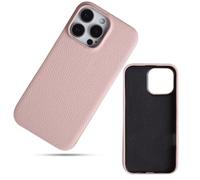 Générique Genuine Leather Slim Protective Phone Case for iphone 14 Pro, Premium Litchi Grain Cowhide Cover Soft Microfiber Lining, Magnetic Wireless Charging Protective Case for MagSafe Pink