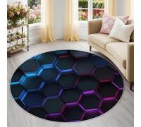 Générique Géométrie Maillage Tapis Rond Enfant 60 cm, Lavable & Antidérapant, Sombre Future Ambiance Technologique Tapis de Jeux Doux pour Chambre Bébé & Nurserie
