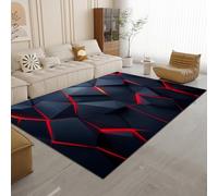 Générique Géométrie Tapis de Couloir Long 100x200 cm 3D Abstrait Tapis de Chevet Grand Flanelle Antidérapant Lavable Poil Court Tapis pour Chambre Couloir Q-18