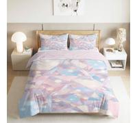 Générique Géométrie Triangulaire Colorée Housse de Couette 240 x 220 cm | Housse de Couette Abstrait Onirique Ciel Étoilé Réversible 2 Personnes Ado Adulte, Parure de Lit Respirante, Décor Chambre