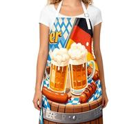 Générique German Apron - Beer Festival Printed Party Accessories for Celebration | Oktoberfest Costume Kitchen Outfit with Adjustable Straps for Birthday BBQ Cooking Baking Holiday Events Party Fun