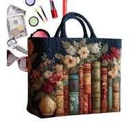 Générique Gesteppte Tragetaschen - Handtasche Mit Buch-Blumenmuster - Vintage-Umhängetasche - Für Studenten, Reisen, Arbeit, Schule, Uni, Einkaufen, Gepäck, Pendeln