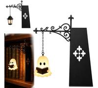 Générique Ghost Bookshelf Lantern，Library Mini Bookshelf Lamp, Little Cute Lantern-Decorative Library Hanging Resin Lighting, Miniature Halloween Vintage Patchwork Reading Book LED Nightlight