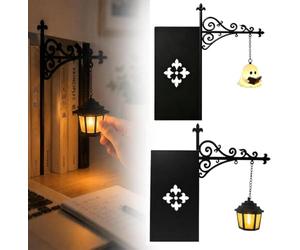 Générique Ghost Bookshelf Lantern，Library Mini Bookshelf Lamp, Little Cute Lantern-Decorative Library Hanging Resin Lighting, Miniature Halloween Vintage Patchwork Reading Book LED Nightlight