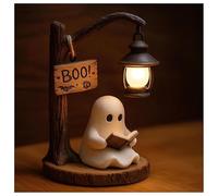 Générique Ghost Lamp with Book, Halloween Cute Ghost Reading Book Lamp, Desk & Shelf Decor for Bedroom, Living Room, Office, Gift Idea for Books Lovers (Warm light)