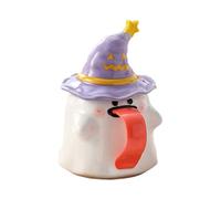 Générique Ghost Mug - Ceramic Halloween Coffee Cup With Lid | 450ml Novelty Ghost Shape Drinking Cup | Fun Beverage Mug For Juice Wine Beer Halloween Juice Wine Beer Living Room Movie Nights Teachers
