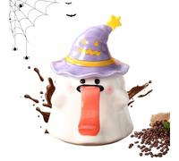 Générique Ghost Mug, Novelty Drinking Cup, 450ml Ceramic Design with Lid, Fun Shape Coffee Cup, Portable Spooky Drinkware for Halloween, Juice, Wine, Beer, Living Room, Movie, Nights, Teachers Use