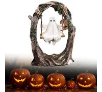 Générique Ghost on A Tree Swing, Cute Swinging Ghost Halloween Figurine Indoor Decoration, Creepy Resin Spooky Swinging Specter Decor for Desktop Bookshelf Garden Patio Lawn Halloween Decor (A-1pc)