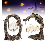 Générique Ghost on a Tree Swing, Swinging Shadows, Cute Halloween Swinging Shadows, Halloween Figurine & Ornament, Halloweens Figurines Ghost Decor for Desktop Bookshelf Garden Patio Lawn (A+B)