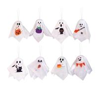 Générique Ghost Ornaments, Cute 8-Piece Halloween Tree Decor Set, Haunted House Decorations for Farm, Home, Yard, Backyard, Patio, Entryway, Window, Front Garden, Indoor & Outdoor