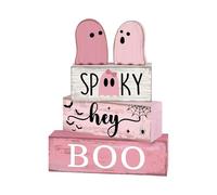 Générique Ghost Sign, Wooden Halloween Tiered Tray Decor, 5.91x1.54x7.48inches, Festive Centerpiece Block Display, Decorative Accent for Kitchen, Coffee Bar, Indoor Shelf, Party, Holiday Season