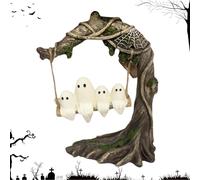 Générique Ghost Swinging on Tree, Halloween Ghost Decor, Resin Figurine Centerpiece, Cute and Spooky Design with Seasonal Decoration for Home, Parties, Mantel, Table, Porch, 4.72x2.95x6.3 inches