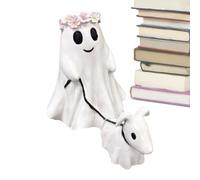 Générique Ghost Walking Dog Statue - 25cm Halloween Decor - Dog Statue Resin Material Tabletop Ornament Spooky Playful Accent for Living Room Mantel Shelf Halloween Party Display