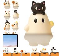 Générique Ghostees Mystery Phone Buddy, Cute Halloween Ghost & Pumpkin Phone Topper, Mini Stick-On Decorative Figure for All Mobile Phones, Fun Desk Accessory (#C)