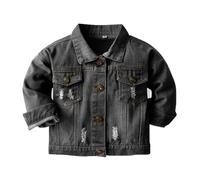 Générique Giacca in Denim Antivento per Bambini e Bambine, Cappotto Estivo Caldo per Neonati e Toddler, Giubbotto Leggero per Primavera e Autunno (Black, 5-6 Years)