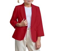 Générique Giacca per Bambine in Cotone Morbido, Blazer Leggero per Occasioni Speciali, Vestito Elegante e Comodo per Ragazze 3-8 Anni (Red, 5-6Years)