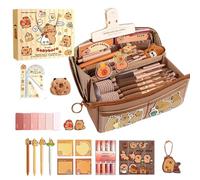 Générique Giant Animal Pouch, Capybara Stationery Set, 8.66x4.33 inches Pencil Case with Wide Build, Canvas Fabric Pen Organizer, Desktop Bag with Aesthetic Design, Storage Pouch for School Kids