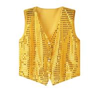 Générique Gilet à Paillettes Doré Homme, Blazer Brillant pour Fêtes & Spectacles, Tailles S, M, L, XL Carnaval