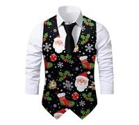 Générique Gilet de Noël pour Homme, Gilet de Costume Amusant, Coupe ajustée, Col en V, Gilets sans Manches Noël pour Mariage et Fête d'affaires ou Encore, Gilets à Chevrons, Costume de Noëls Homme