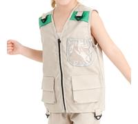 Générique Gilet de Pêche Enfant - Sans Manches - Veste Multifonction,Pêche Camping Randonnée Exploration Jeu De Rôle Zoo Activités Extérieures