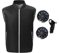 Générique Gilet de Refroidissement avec 2 Ventilateurs, VêTements de Climatisation d'éTé, Protection du Soleil Respirante(Black,XXXX-Large)