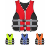Générique Gilet de Sauvetage Adultes et Enfants, Gilet d'Aide à la Flottabilité Réglable, Gilet de Flottaison Universel avec Bandes Réfléchissantes et Sifflet, Gilet de Sécurité pour Sup,Rouge,S