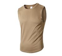 Générique Gilet décontracté Tendance pour Hommes Haut sans Manches Respirant élastique ajusté Gilet de Musculation vêtement Polyvalent pour entraînement (Khaki, L)