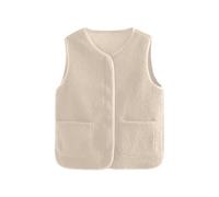 Générique Gilet en Molleton Polaire Doux sans Manche Coupe Classique Femme Grandes Filles Couleur Unie Blouson Mode Bouton Matelassée sans Manches Veste avec Poches