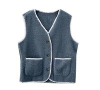 Générique Gilet en Molleton Polaire Doux sans Manche Coupe Classique Womens Fleeced Vest Femme Gilet sans Manche Femme Bouton Matelassée Débardeur Veste avec Poches
