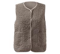 Générique Gilet en Molleton Polaire Doux sans Manche Coupe Classique Womens Fleeced Vest Femme Gilet sans Manche Femme Bouton Matelassée Débardeur Veste avec Poches