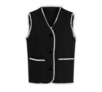 Générique Gilet en Molleton Polaire Doux sans Manche Coupe Classique Womens Fleeced Vest Femme Gilet sans Manche Femme Bouton Matelassée Débardeur Veste avec Poches