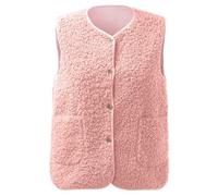 Générique Gilet en Molleton Polaire Doux sans Manche Coupe Classique Womens Fleeced Vest Femme Gilet sans Manche Femme Bouton Matelassée Débardeur Veste avec Poches