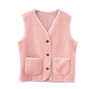 Générique Gilet en Molleton Polaire Doux sans Manche Coupe Classique Womens Fleeced Vest Femme Gilet sans Manche Femme Bouton Matelassée Débardeur Veste avec Poches