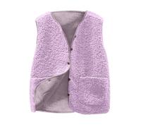 Générique Gilet en Molleton Polaire Femme Gilet sans Manche Doux Coupe Classique Grandes Filles Couleur Unie Blouson Bouton MatelasséE sans Manches Veste avec Poches Thermiques