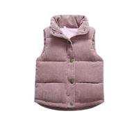 Générique Gilet en Velours CôTelé pour Enfant,éPais pour Plus de Chaleur,Fermeture à Boutons et à GlissièRe,Sans Manches,VêTement D'ExtéRieur en Velours CôTelé L'Automne/Hiver,Gilet Coton(3-4 ans)