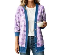 Générique Gilet Femme Ample Cardigan Léger à Fleurs avec Franges et Boutons