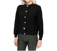 Générique Gilet Femme Chaud Hiver,Cardigan Boutonné Col Rond Pull Ouvert sur Le Devant Manches Longues Veste en Tricot Manteau Habillé Et DéContracté (Black M)