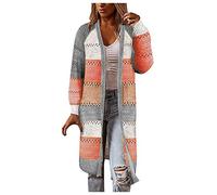 Générique Gilet Femme Chic Et Elegant Chaud,Cardigan Confortable ÉLéGant Couture Pull À Manches Longues Casual Long Cardigan (Orange XXXL)