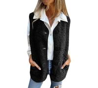 Générique Gilet Femme sans Manche Veste Polaire Chaud Léger Manteaux Matelassé Doux Légère Élégant Automne Hiver Vestes Moumoute Couleur Unie Zippé Hooded Sherpa Waistcoat
