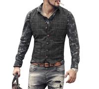 Générique Gilet Formel Classique En Tweed À Carreaux, Vest De Costume Décontracté En Tartan Avec Poches, Coupe Slim, Veste D'Affaires Vintage Sans Manches, Noir X