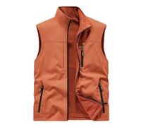 Générique Gilet Homme Décontracté Coupe Large Extérieur, Zippé Multi-Poches, Hiver, Taille Grande, Sportif Avec Polaire Intérieure(Orange, XXXXL)