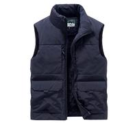 Générique Gilet Homme Hiver Polaire Épaissi, Extérieur Travail Multi-Poches, Veste Sans Manches Chaude Pour Chantier Ou Aventure(Blue, XL)