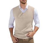 Générique Gilet Homme Pull sans Manche Homme Tricot Classique col en V Pull Tricoté Confortable Coupe Légère Débardeur d'affaires élégant Automne Gilets Slim Fit